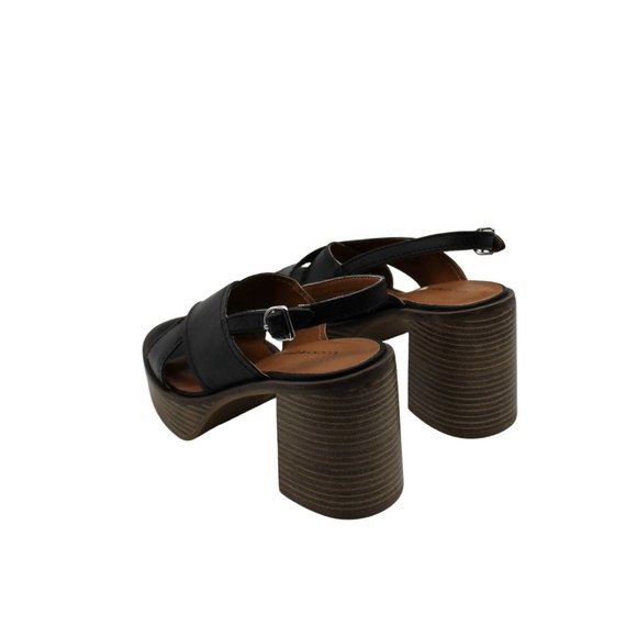 Women's Black Leather Platform Sandals - Picture 6 of 8